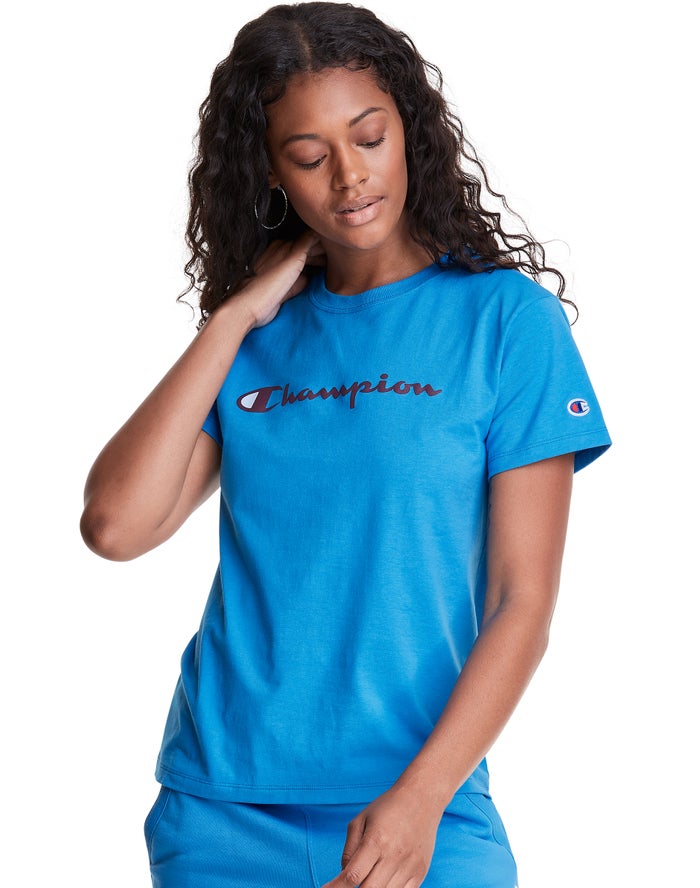 Champion T-Shirt Dames - Blauw - Classic ( 790382-WLI )